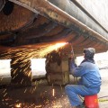 Travaux changement de tle sur barge sablire  Saint-Malo